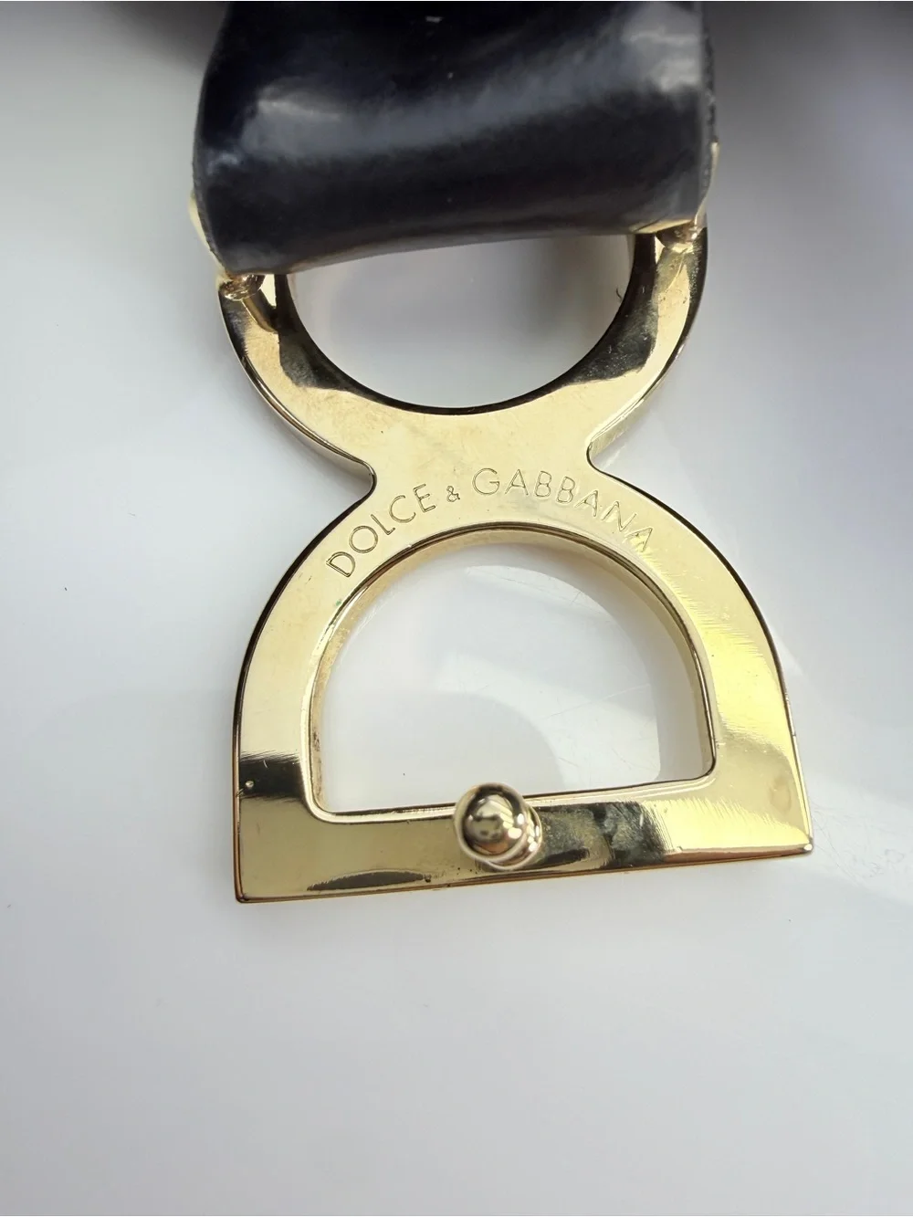 Dolce & Gabbana Black Leather Belt with Gold DG Logo Buckle Small